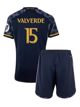 Real Madrid Federico Valverde #15 Auswärts Trikotsatz für Kinder 2023-24 Kurzarm (+ Kurze Hosen)